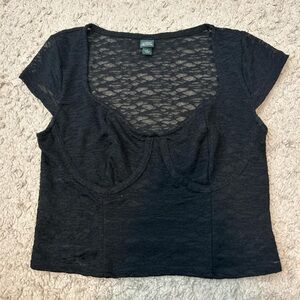 Wild Fable Black Lace Crop Top